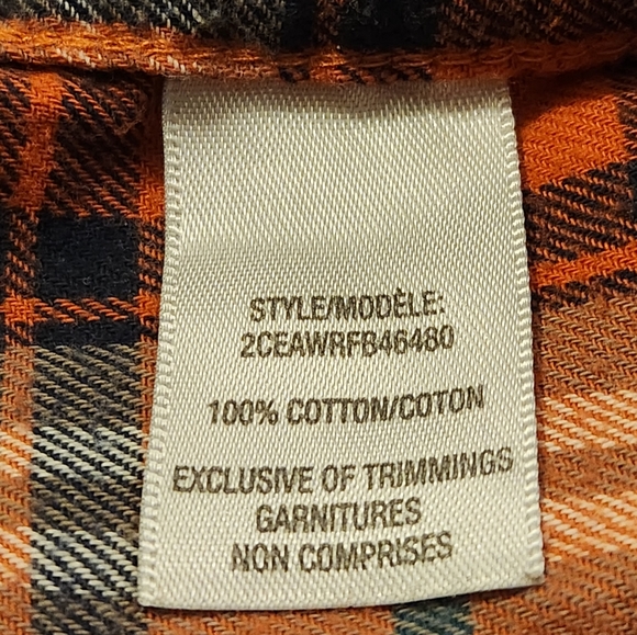 WindRiver men's small red/orange flannel plaid long-sleeved snap fasten shirt - Picture 4 of 8